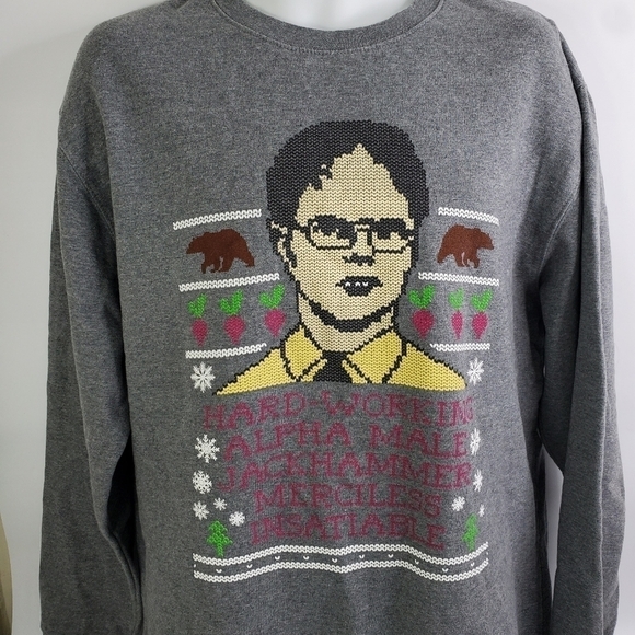 The Office Dwight Schrute Cross Stitch Fair Isle Novelty Christmas Sweatshirt XL - Picture 8 of 8